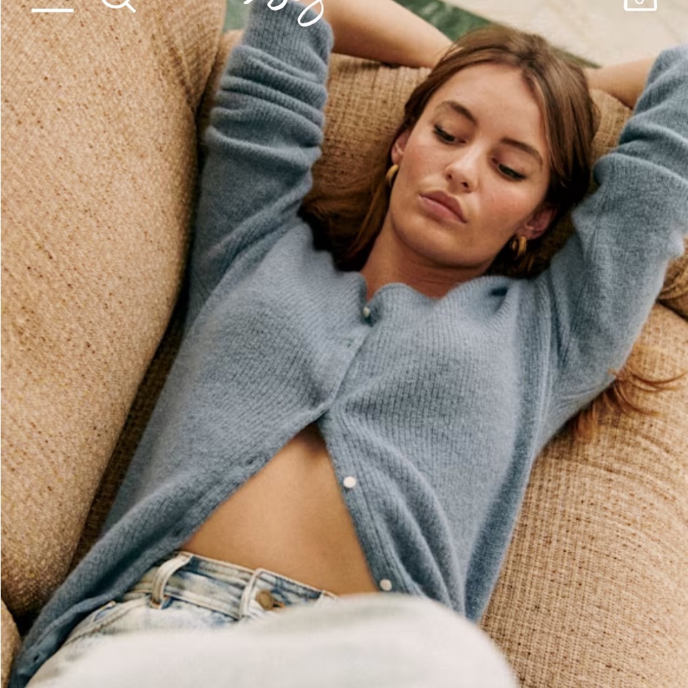 Sezane Gaspard Cardigan in vintage blue